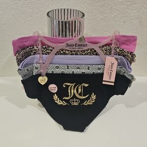 Juicy Couture Women's Panty Set - Black,Gray, Pink, Purple, Leopard New Large